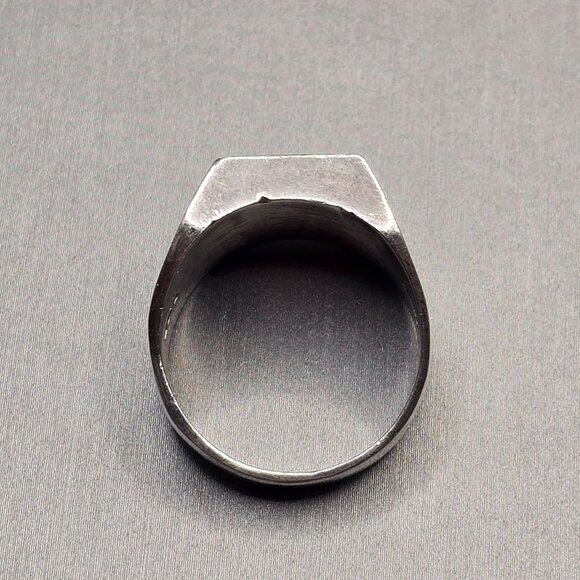 VTG Sterling Silver 925 Lapis & Goldstone Signet Ring Size 9 Inlay 11.39g Mexico - Picture 5 of 9